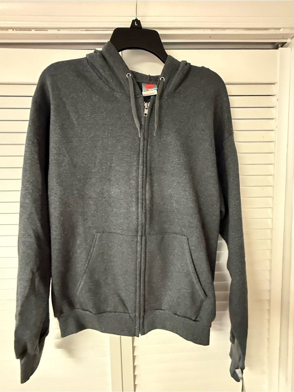 Hanes Charcoal Gray Full-Zip Hooded Men's Sweater